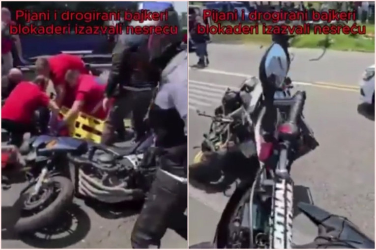 Haos na auto-putu ka Beogradu: Bahati blokaderi motorima izazvali jeziv udes, ljudi bežali u panici (VIDEO)
