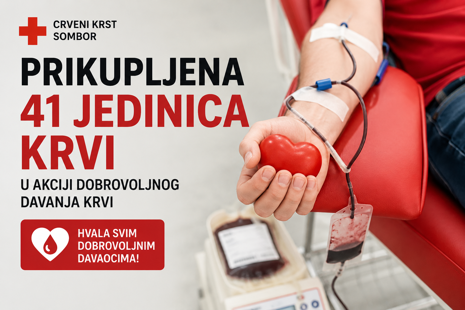 Prikupljena 41 jedinica krvi u akciji Crvenog krsta