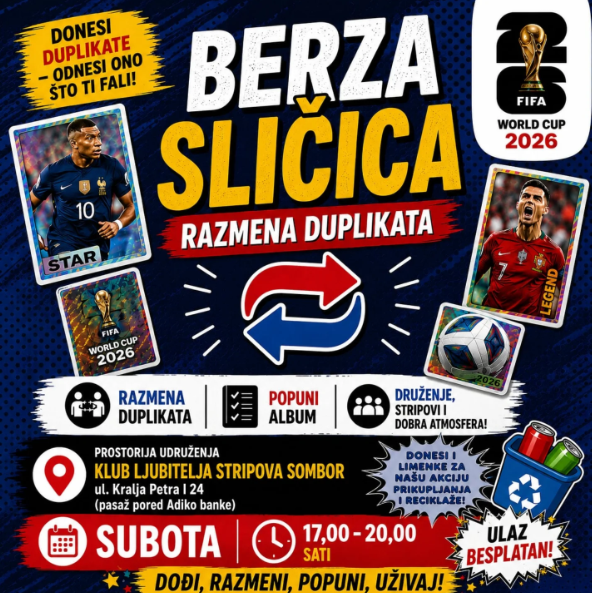 Sombor dobija vikend berzu fudbalskih sličica