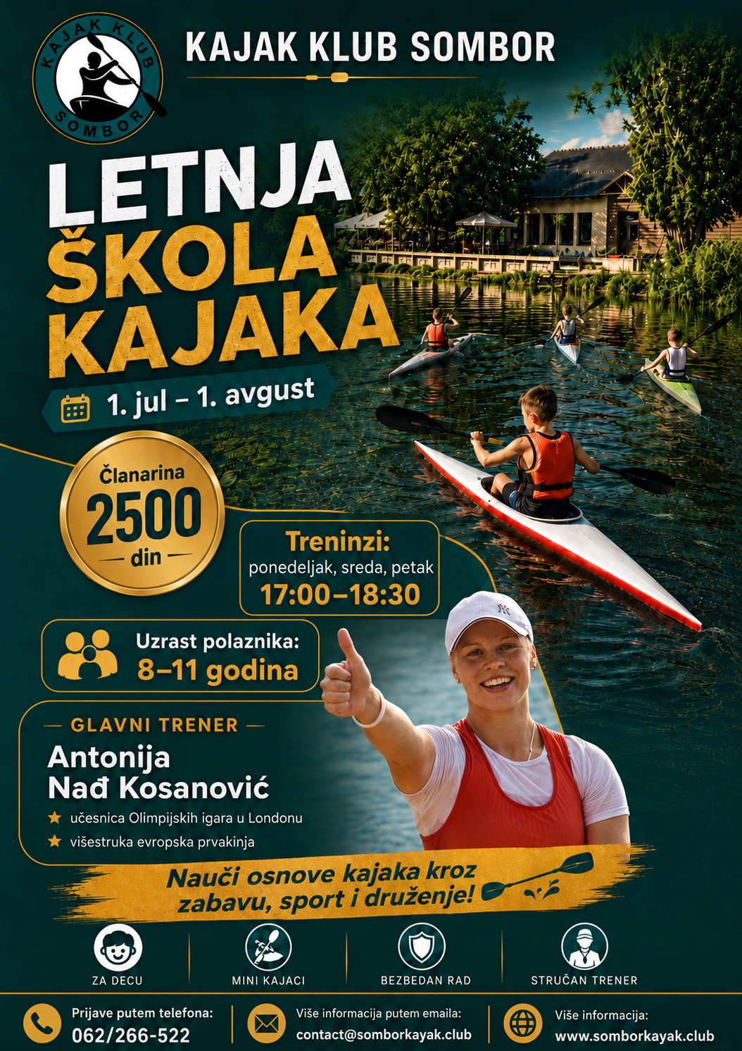 LETNJA ŠKOLA KAJAKA U SOMBORU: AKTIVAN RASPUST ZA NAJMLAĐE NA VODI